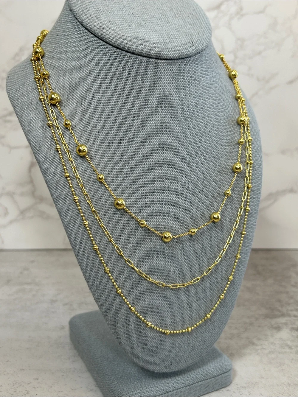 J. Crew Gold-Tone Layered Beaded & Paperclip Necklace